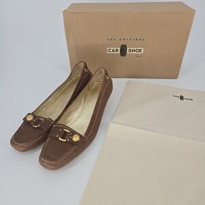 The Original Car Shoe Brown Leather Kitten Heel 36 Gold Bit Italy Calzature Donn